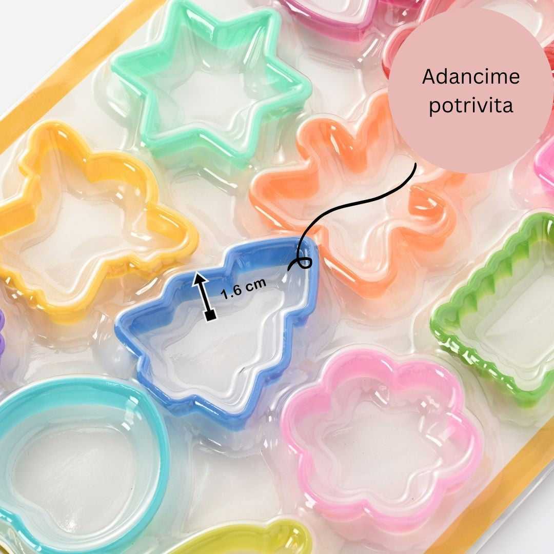 Set 12 forme pentru prajituri Flippy, material polipropilena, diverse forme, pentru orice ocazie,  adancime 1.6 cm, 23.3 x 33.5 x 1.8 cm, multicolor-11