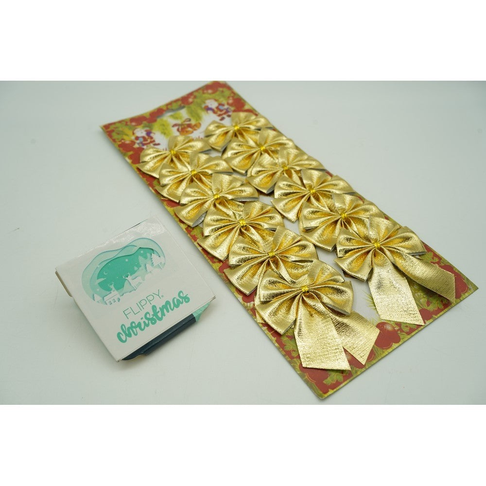 Set 12 fundite pentru brad, Aurii, 6 x 8 cm, din poliester, Flippy-1