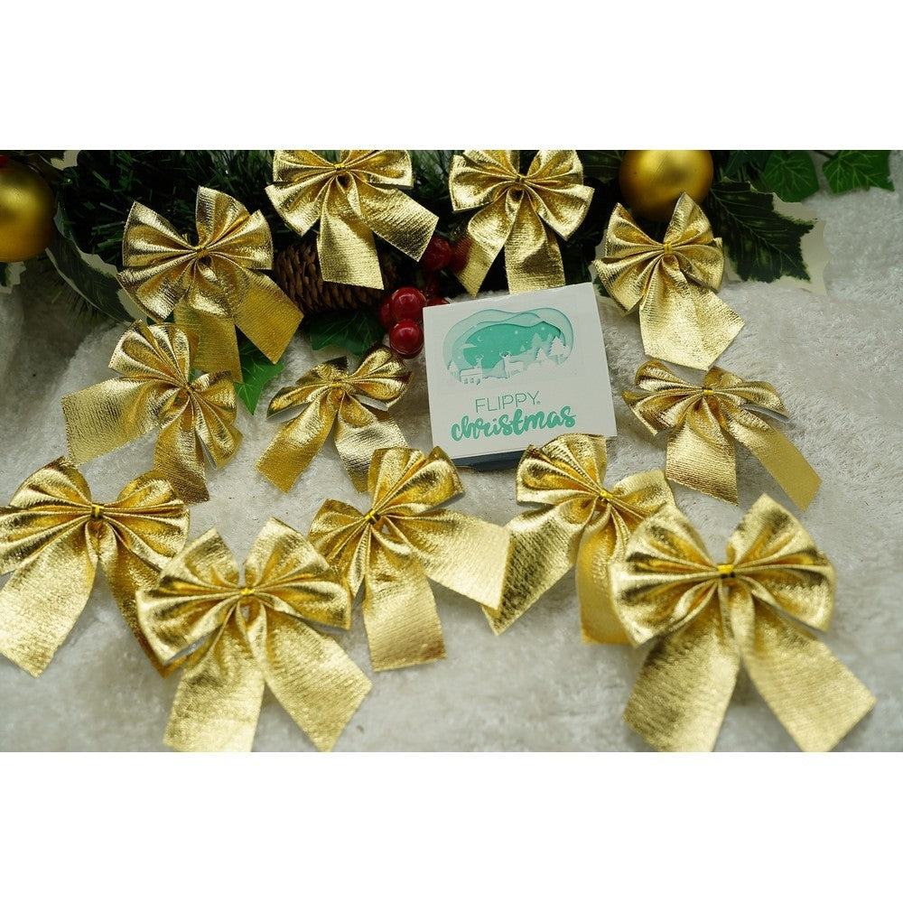 Set 12 fundite pentru brad, Aurii, 6 x 8 cm, din poliester, Flippy-2