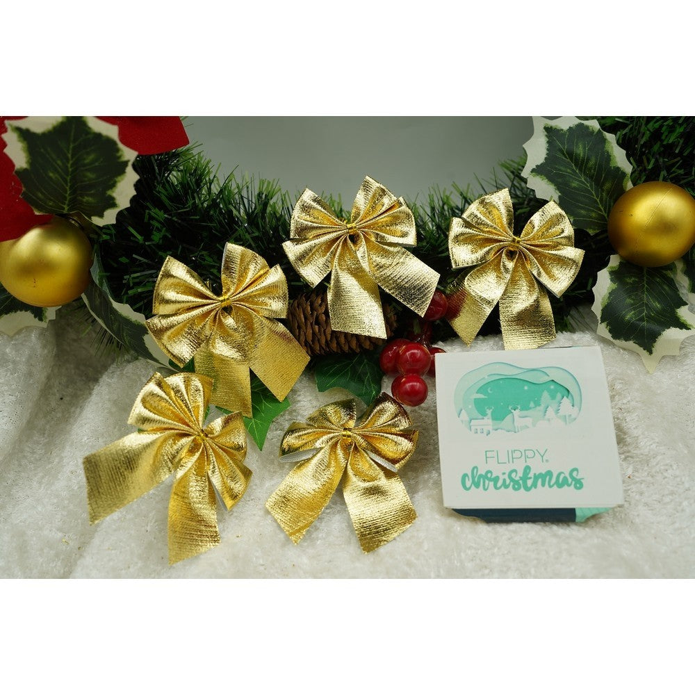 Set 12 fundite pentru brad, Aurii, 6 x 8 cm, din poliester, Flippy-3