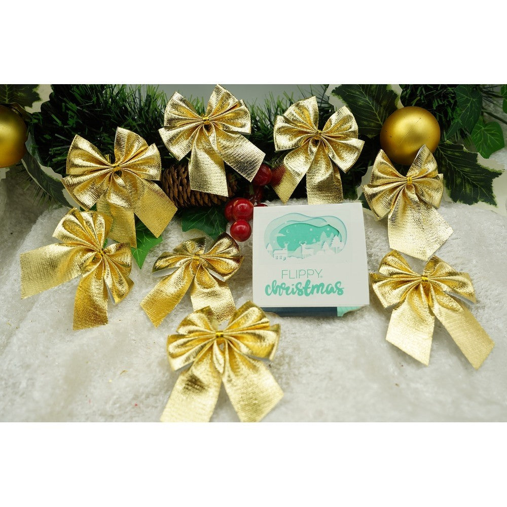 Set 12 fundite pentru brad, Aurii, 6 x 8 cm, din poliester, Flippy-4