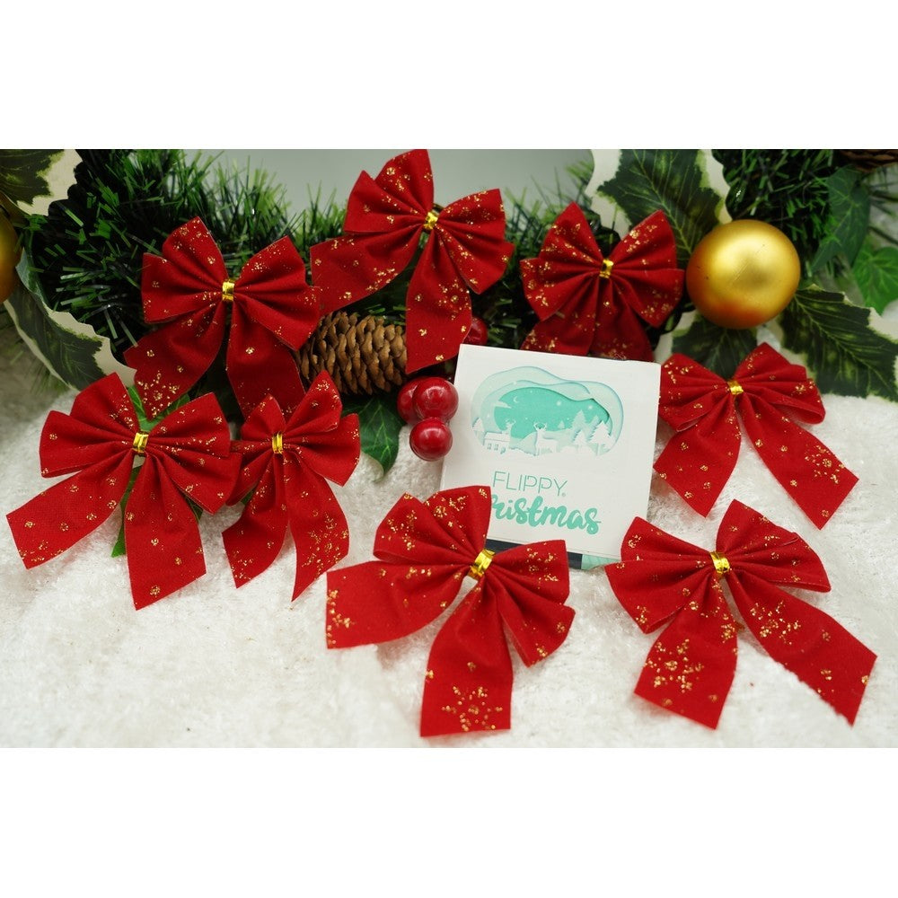 Set 12 fundite pentru brad, Rosii, 6 x 8 cm, din poliester, Flippy-3