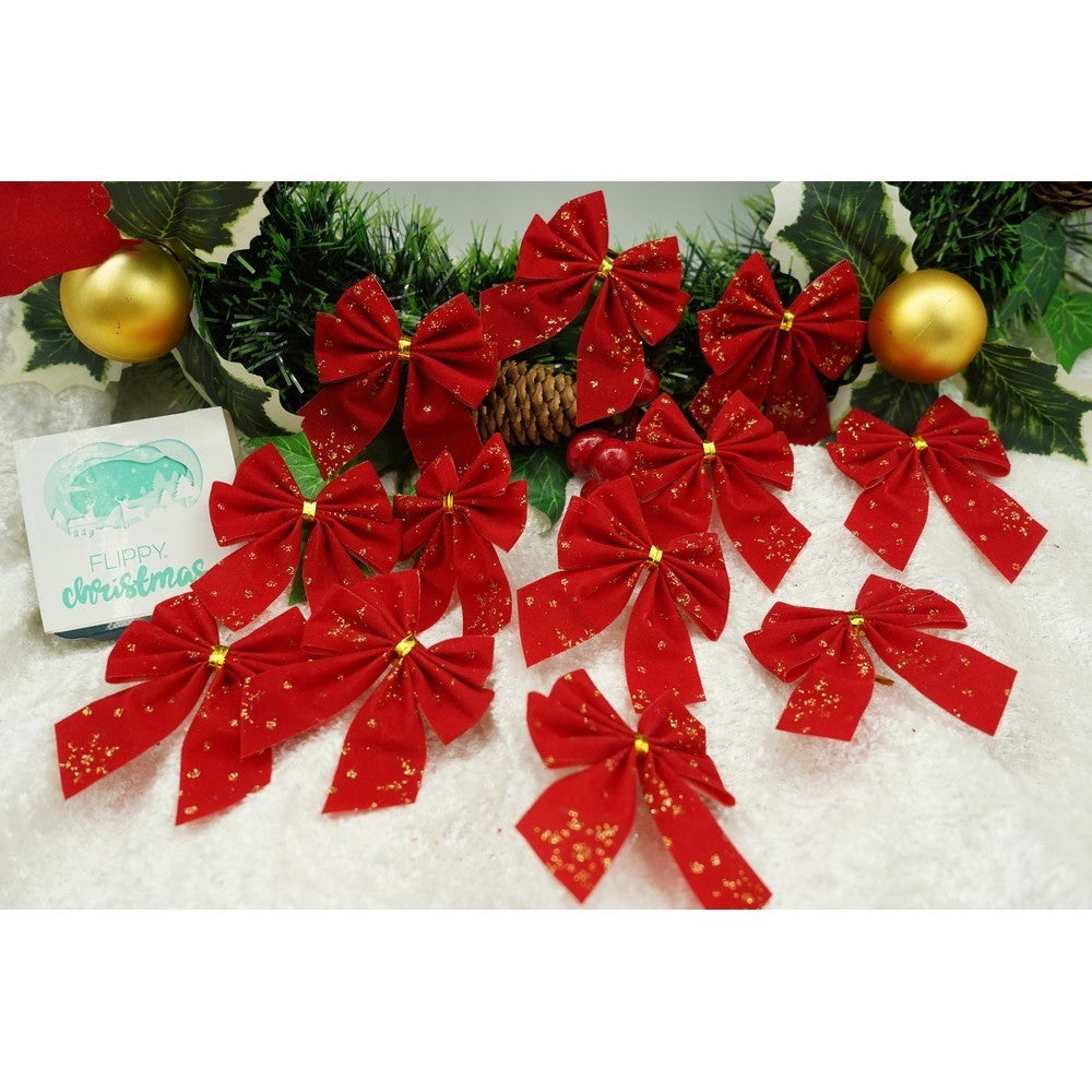 Set 12 fundite pentru brad, Rosii, 6 x 8 cm, din poliester, Flippy-0