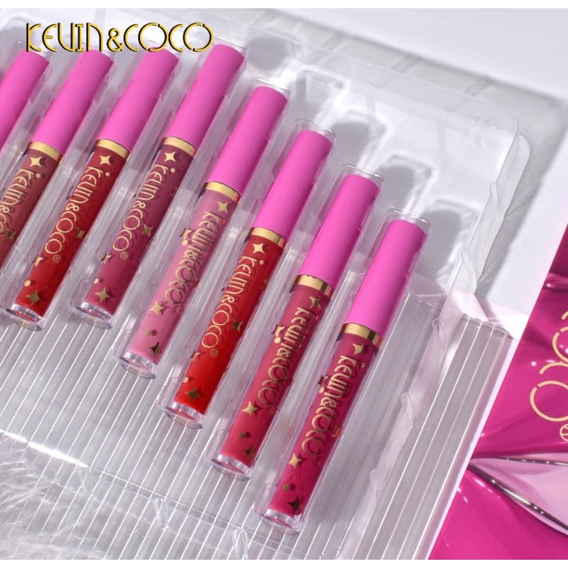 Set 12 Lip Gloss Kevin&Coco, nuante de rosu, rose, nude, cutie dreptunghiulara, 26.5x16.5x2.2 cm, 200 g, multicolor-3
