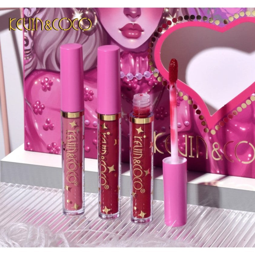 Set 12 Lip Gloss Kevin&Coco, nuante de rosu, rose, nude, cutie dreptunghiulara, 26.5x16.5x2.2 cm, 200 g, multicolor-4