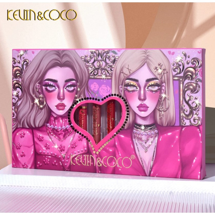 Set 12 Lip Gloss Kevin&Coco, nuante de rosu, rose, nude, cutie dreptunghiulara, 26.5x16.5x2.2 cm, 200 g, multicolor-5