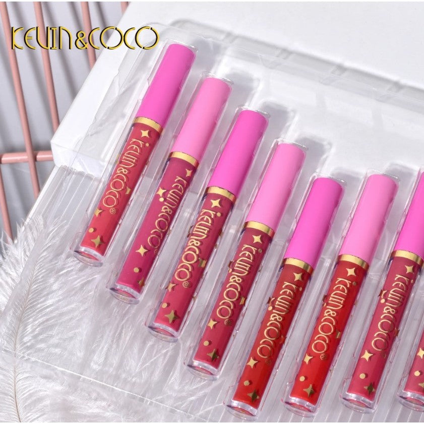 Set 12 Lip Gloss Kevin&Coco, nuante de rosu si rose, cutie dreptunghiulara, 26.5x16.5x2.2 cm, 200 g, multicolor-2