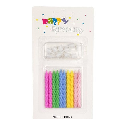 Set 12 lumanari 6.5 cm, cu suport, multicolore-0
