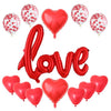Set 13 Baloane din Folie Metalizata si din Latex, Flippy, Figurine Litere si Inima, Model Love, Tema Ziua Indragostitilor, Baloane Party cu Confetti, 102x65cm, 45 cm, 30 cm, Pai Inclus, Umflare cu Aer sau Heliu, Rosu-0