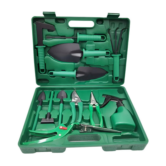 Set 12 Unelte de Gradina, Flippy, pentru Plantare Prelucrare Sol si Ingrijire Plante, Material PVC si Cardboard, Cutie Inclusa, 37x28 cm, Verde-0