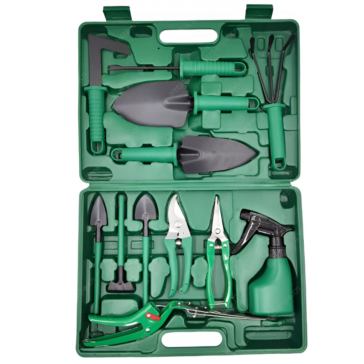 Set 12 Unelte de Gradina, Flippy, pentru Plantare Prelucrare Sol si Ingrijire Plante, Material PVC si Cardboard, Cutie Inclusa, 37x28 cm, Verde deschis-0