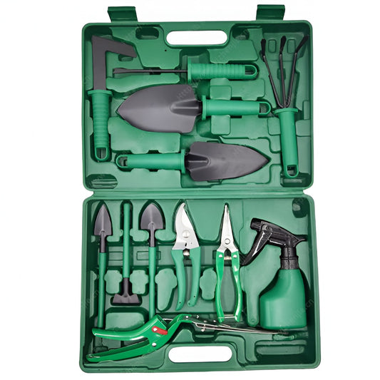 Set 12 Unelte de Gradina, Flippy, pentru Plantare Prelucrare Sol si Ingrijire Plante, Material PVC si Cardboard, Cutie Inclusa, 37x28 cm, Verde deschis-0