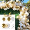 Set 127 Baloane din Latex, Flippy, Model Petrecere pentru Arcada, Baloane Party, 12 cm, 25 cm, 30 cm, Alb, Gold-0