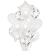 Set 14 Baloane din Folie Metalizată si din Latex, Flippy, Model Buchet, Baloane Party, 45 cm, 30 cm, Argintiu-0