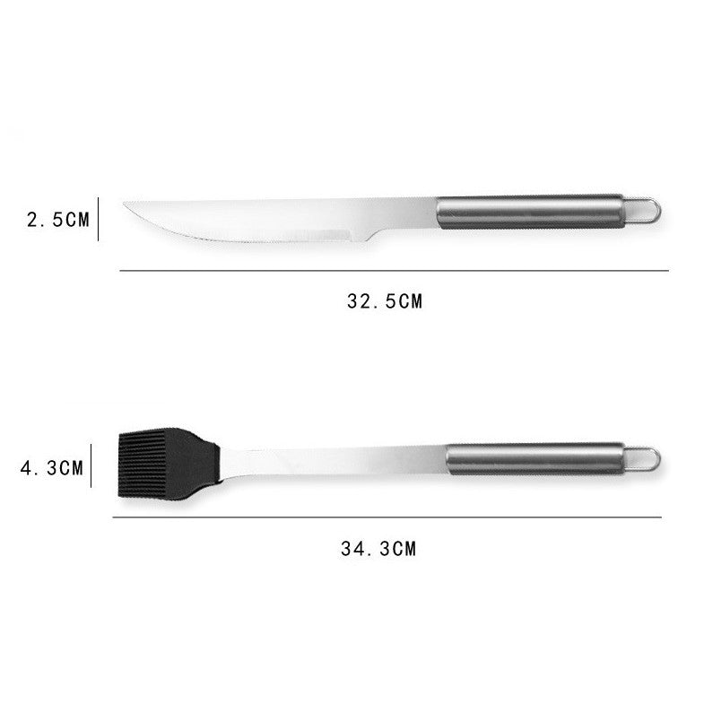 Set 14 Ustensile pentru Gratar cu Termometru, Flippy, din Otel Inoxidabil, Geanta Oxford, Argintiu-3