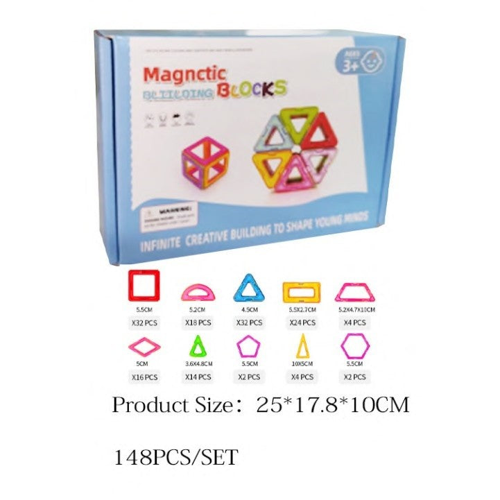 Set 148 Piese Magnetice de Constructie, Flippy, Piese Medii, Magnetic Blocks, Forme Geometrice, 3 Ani, ABS, Magnet, 25 x 17.8 x 10 cm, Multicolor-1