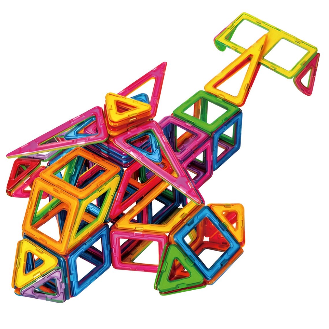 Set 148 Piese Magnetice de Constructie, Flippy, Piese Medii, Magnetic Blocks, Forme Geometrice, 3 Ani, ABS, Magnet, 25 x 17.8 x 10 cm, Multicolor-0