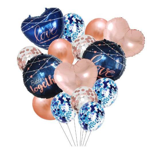Set 15 baloane Nunta, 30 - 50 cm, Rose/Albastru-0