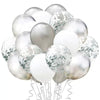 Set 15 baloane pentru petrecere, Flippy, alb/argintiu, 30 cm