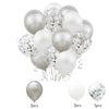 Set 15 baloane pentru petrecere, Flippy, alb/argintiu, 30 cm