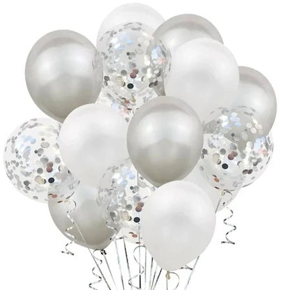 Set 15 baloane pentru petrecere, Flippy, alb/argintiu, 30 cm-2