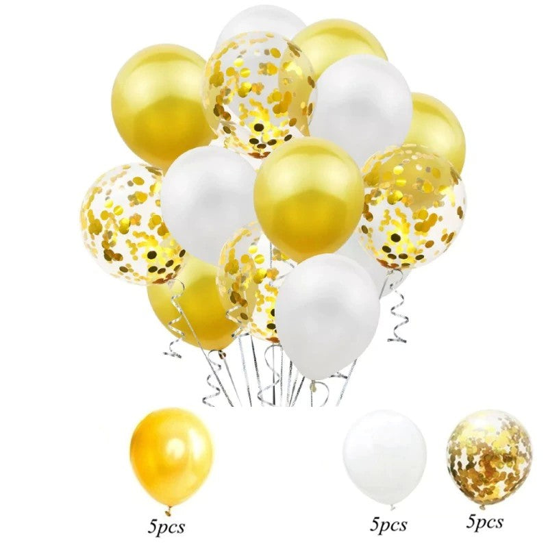 Set 15 baloane pentru petrecere, Flippy, alb/auriu, 30 cm-2
