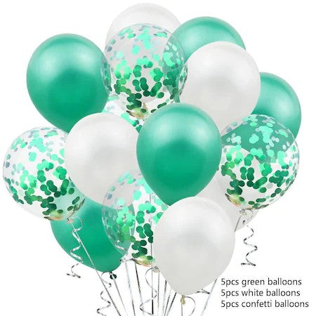 Set 15 baloane pentru petrecere, Flippy, alb/verde, 30 cm-1