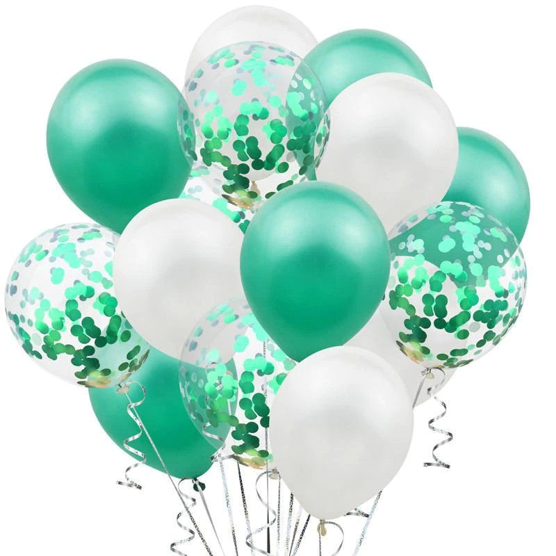 Set 15 baloane pentru petrecere, Flippy, alb/verde, 30 cm-0