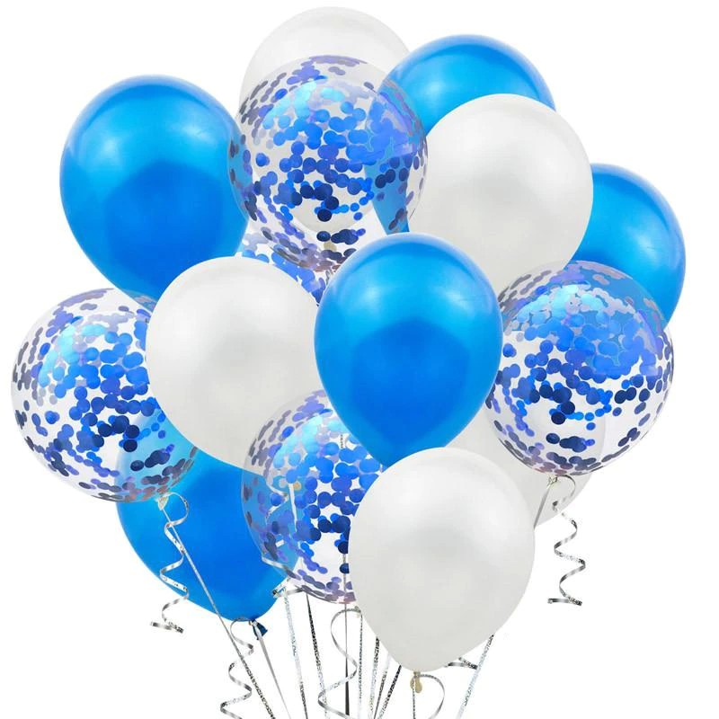 Set 15 baloane pentru petrecere, Flippy, albastru/ alb, 30 cm-0