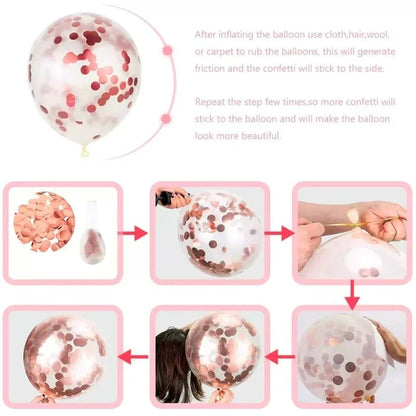 Set 15 baloane pentru petrecere, Flippy, rose gold/ alb, 30 cm-1
