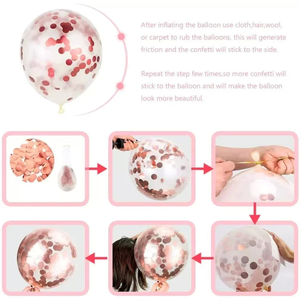 Set 15 baloane pentru petrecere, Flippy, rose gold/ alb, 30 cm-1
