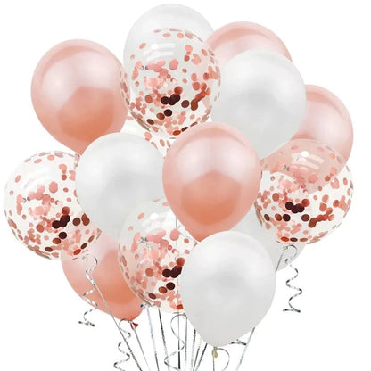Set 15 baloane pentru petrecere, Flippy, rose gold/ alb, 30 cm-0