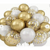 Set 16 Baloane din Latex, Flippy, Model Party, 30 cm, Alb, Auriu, Transparent Confetti, 2.8 g-0