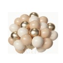 Set 16 Baloane din Latex Metalizate, Flippy, Model Party, 30 cm, Auriu, Bej Inchis si Deschis, 2.8 g-0
