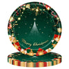 Set 16 Farfurii de Unica Folosinta, Flippy, Model Brad de Craciun Merry Christmas, Tematica Craciun, 18 cm, Verde-0