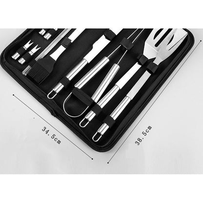 Set 16 Ustensile pentru Gratar, Flippy, din Otel Inoxidabil, Geanta Oxford, Argintiu-10