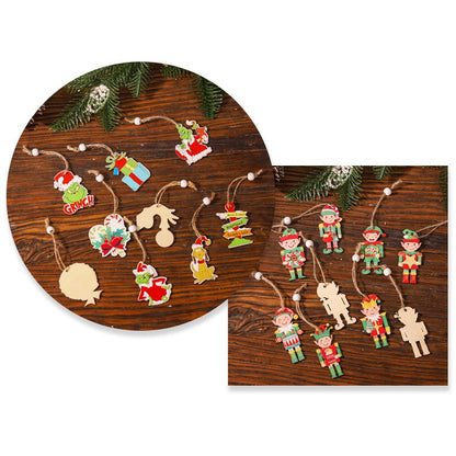 Set 18 Decoratiuni de Craciun din Lemn, Flippy, cu Snur pentru Agatare in Brad, Model Grinch, Diferite Dimensiuni, Multicolor-3