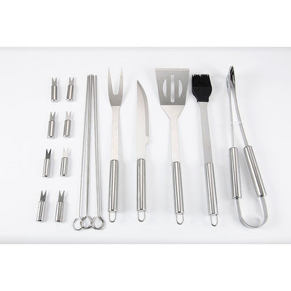 Set 18 Ustensile pentru Gratar, Flippy, din Otel Inoxidabil, Geanta Oxford, Argintiu-11
