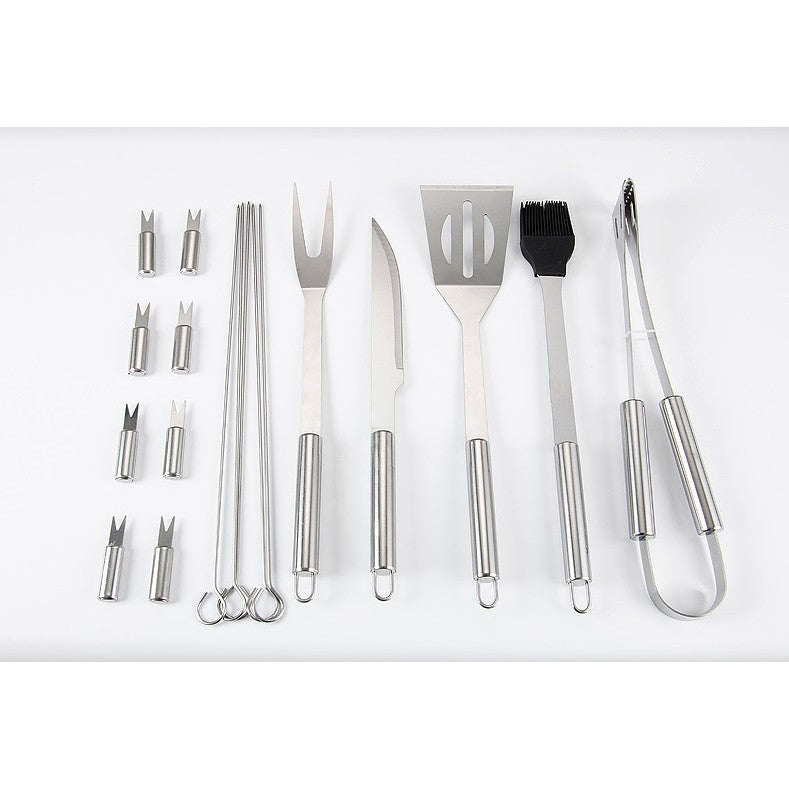 Set 18 Ustensile pentru Gratar, Flippy, din Otel Inoxidabil, Geanta Oxford, Argintiu-11