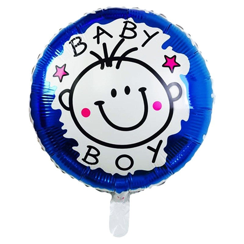 Set 2 Baloane din Folie Metalizata, Flippy, Figurine Stea si Cerc, Tema Botez Baietel, 45 cm, Ambalaj Individual, Pai Inclus, Umflare cu Aer sau Heliu, Albastru-1
