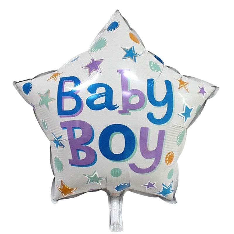 Set 2 Baloane din Folie Metalizata, Flippy, Figurine Stea si Cerc, Tema Botez Baietel, 45 cm, Ambalaj Individual, Pai Inclus, Umflare cu Aer sau Heliu, Albastru-2