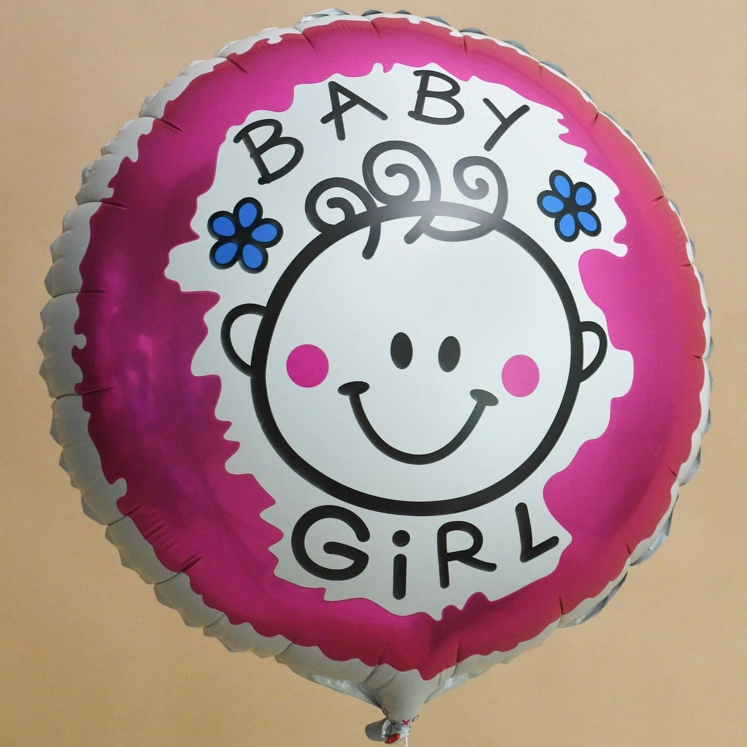 Set 2 Baloane din Folie Metalizata, Flippy, Figurine Inima si Cerc, Tema Botez Fetita, 45 cm, Ambalaj Individual, Pai Inclus, Umflare cu Aer sau Heliu, Roz-3