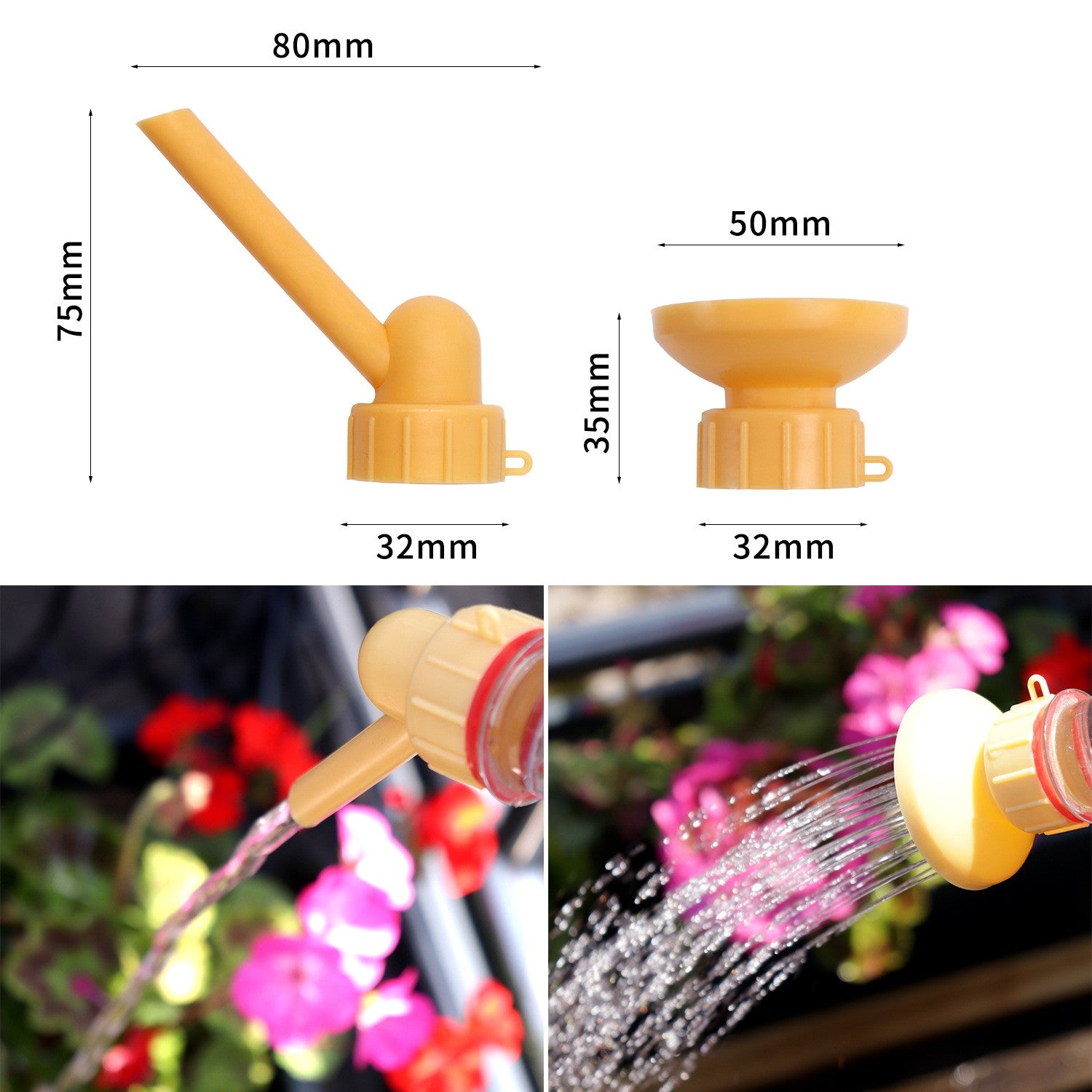 Set 2 capace de sticla pentru irigat florile Flippy, stropitoare si teava, practic si usor de utilizat, portabil, reutilizabil, 8 x 7.5 cm, galben-5