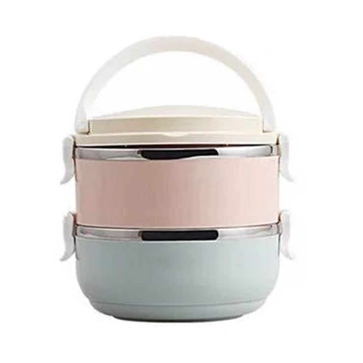Set 2 Caserole pentru alimente Flippy, lunch box, 1400 ml, otel inoxidabil, maner, valva aerisire, 15.5 x 15 cm, inchidere etansa, multicolor-0