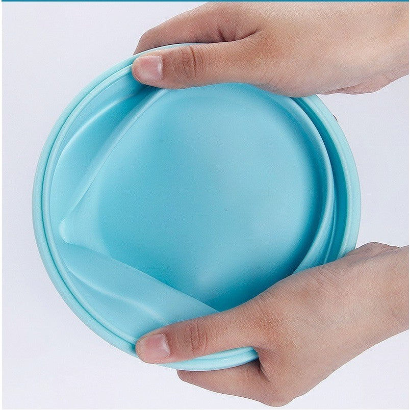 Set 2 caserole rotunde pliabile Flippy, din silicon, rezistenta la temperaturi ridicate, usor de depozitat si curatat, 500 si 800 ml, utilizare in cuptorul cu microunde, albastra-2