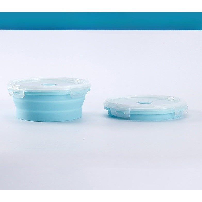 Set 2 caserole rotunde pliabile Flippy, din silicon, rezistenta la temperaturi ridicate, usor de depozitat si curatat, 500 si 800 ml, utilizare in cuptorul cu microunde, albastra-3