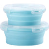 Set 2 caserole rotunde pliabile Flippy, din silicon, rezistenta la temperaturi ridicate, usor de depozitat si curatat, 500 si 800 ml, utilizare in cuptorul cu microunde, albastra-0