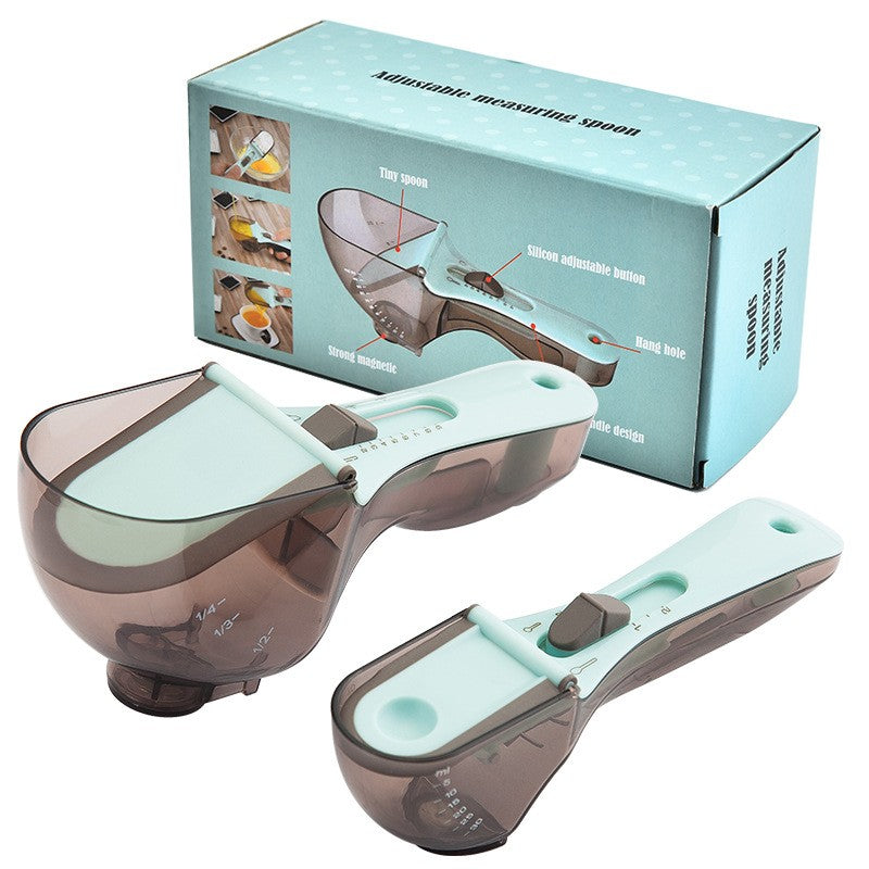 Set 2 Cupe Gradate pentru Bucatarie, Flippy, Cupe de Masurat Reglabile, Ergonomic, Confortabil, pentru Lichide si Solide, Volum ajustabil 5-30ml, 30-130ml, Culoare Albastru-0