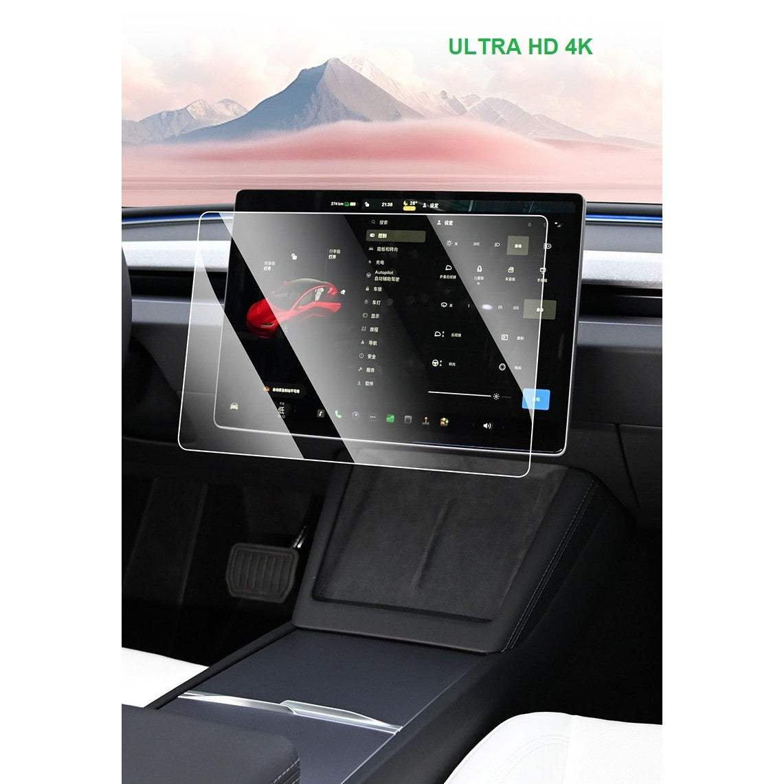 Set 2 Folii de Sticla Securizata, Flippy, Compatibila cu Tesla Model 3 / Tesla Model Y, Ecran Frontal si Spate, 4K Ultra HD, Anti-amprenta, 2.5D, Transparent-9