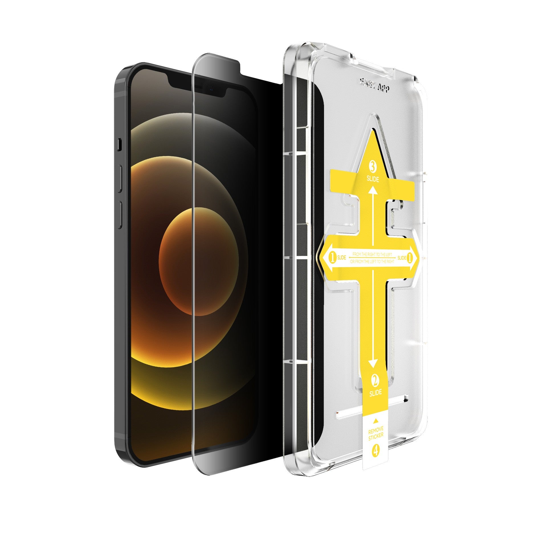 Set 2 folii sticla securizata cu sistem de montare usor si rapid Full Cover 3D Privacy Flippy compatibila cu Apple iPhone 12 Pro Max-1